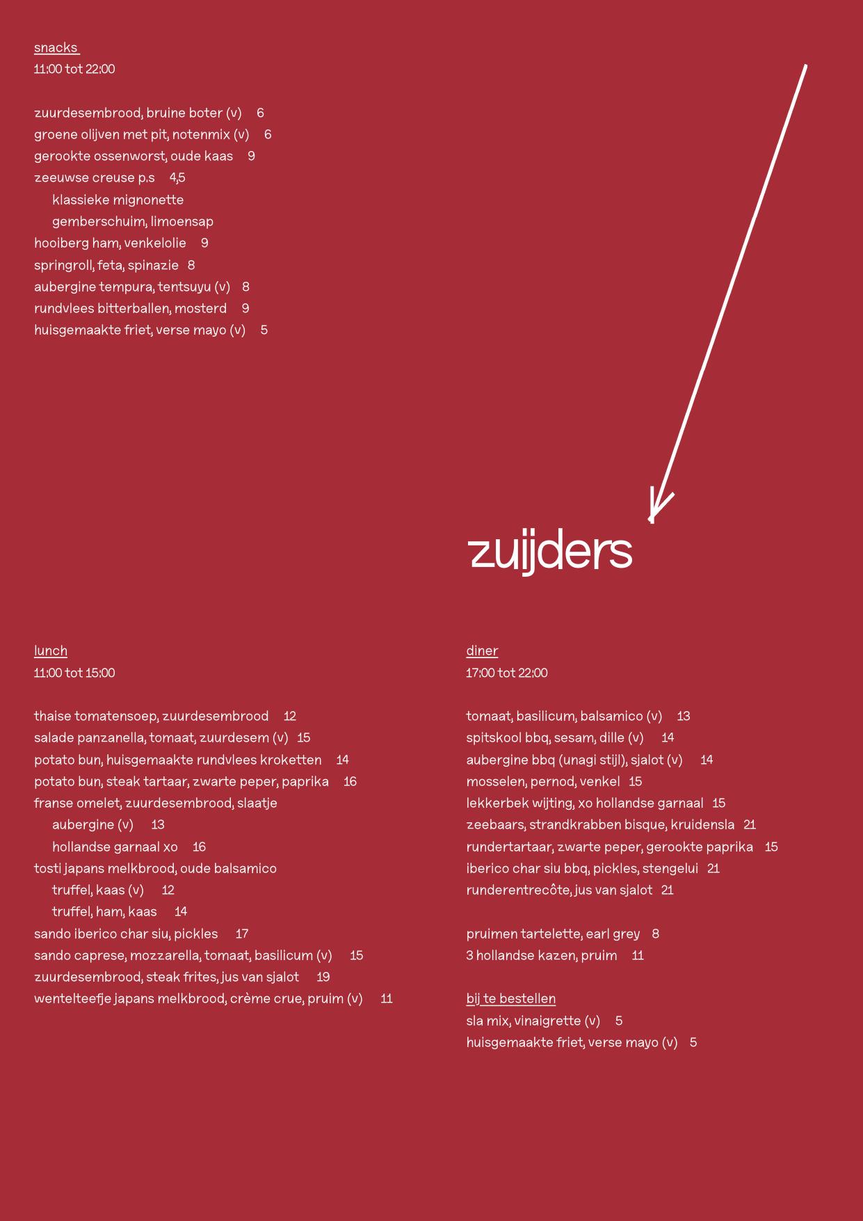 Menu Café Zuijders — pagina 1