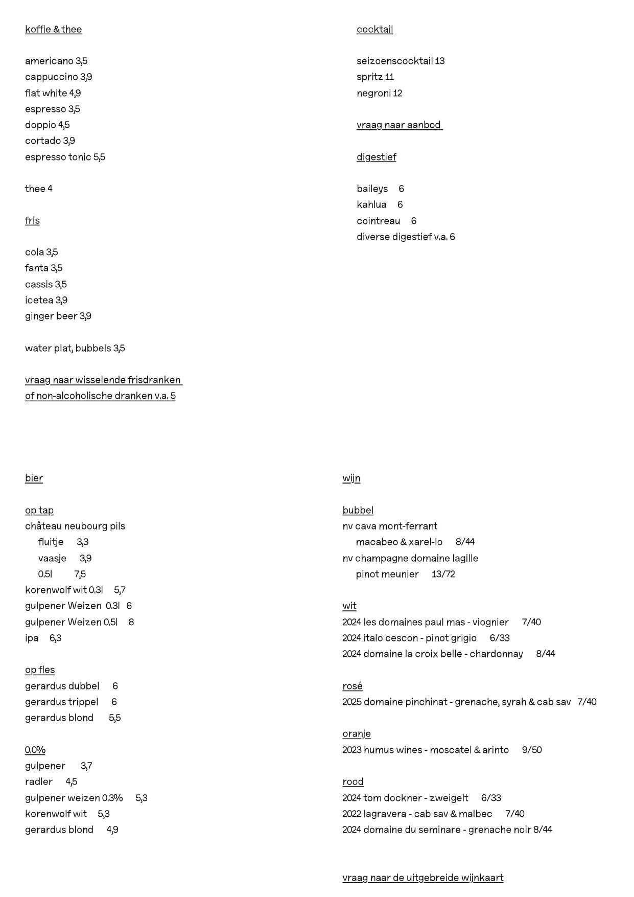 Menu Café Zuijders — pagina 2