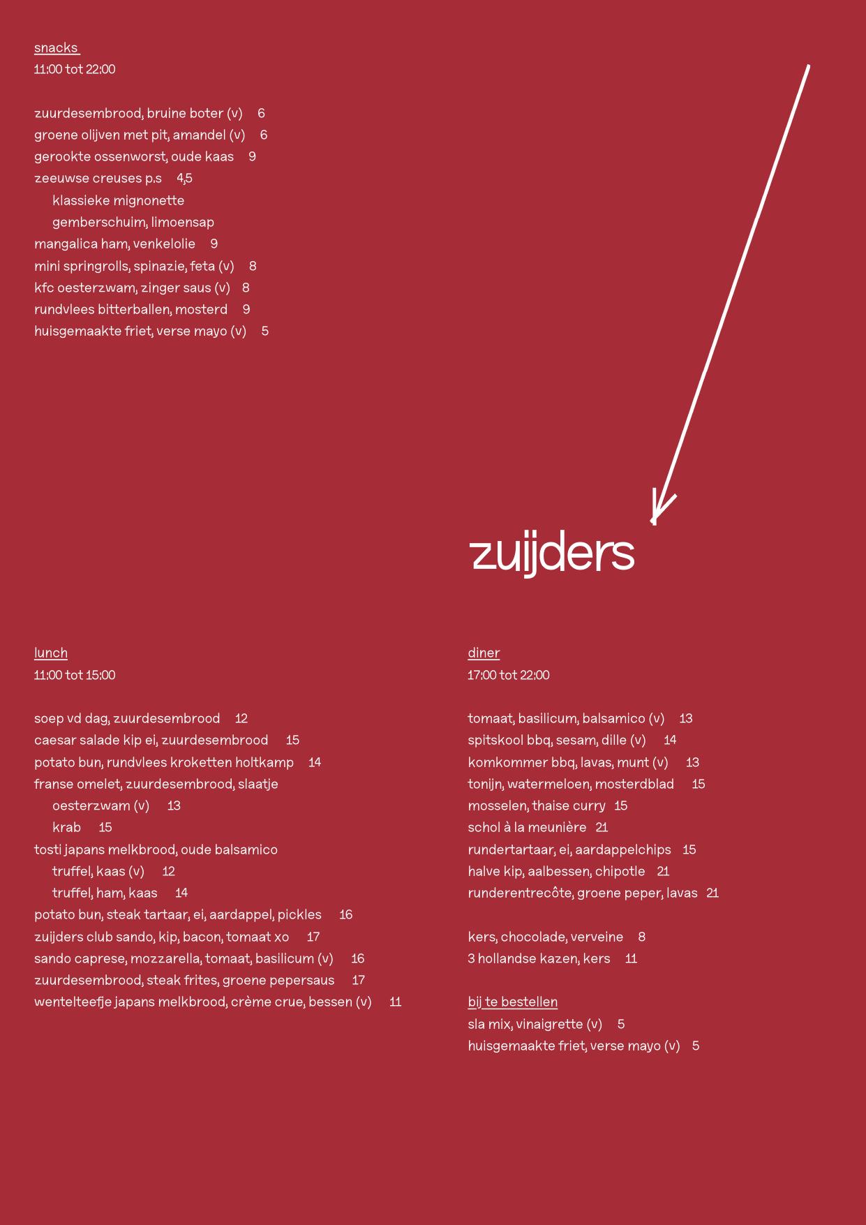 Menu Café Zuijders — pagina 1